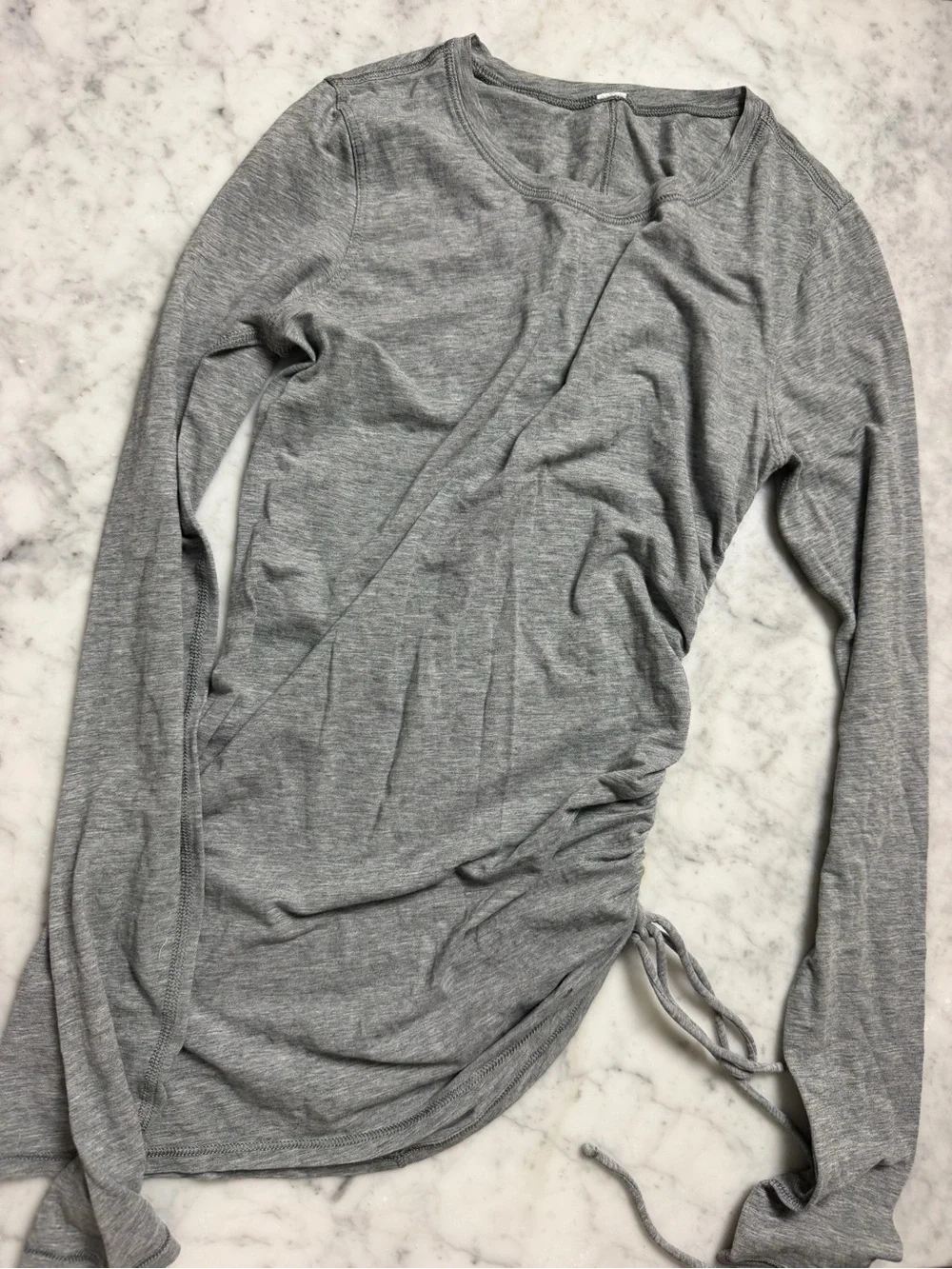 lululemon athletica Heather Gray Long-Sleeve Ruched Side Top